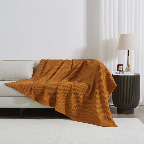 Patina Vie Maison 100% Cotton All-Season Waffle Weave Knit Throw Blanket