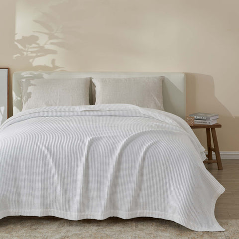 Patina Vie Maison 100% Cotton All-Season Waffle Weave Knit Throw Blanket