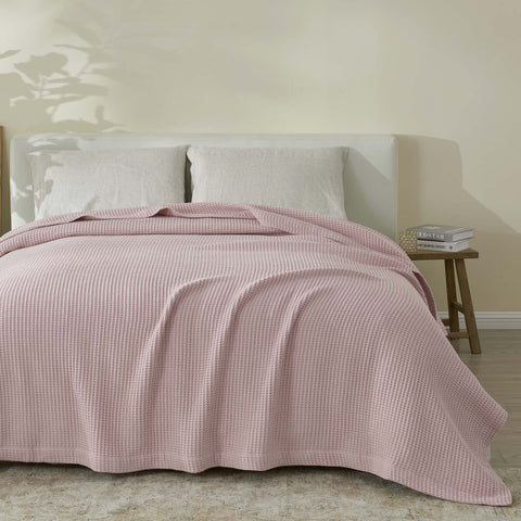Patina Vie Maison 100% Cotton All-Season Waffle Weave Knit Throw Blanket
