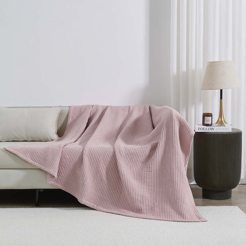 Patina Vie Maison 100% Cotton All-Season Waffle Weave Knit Throw Blanket