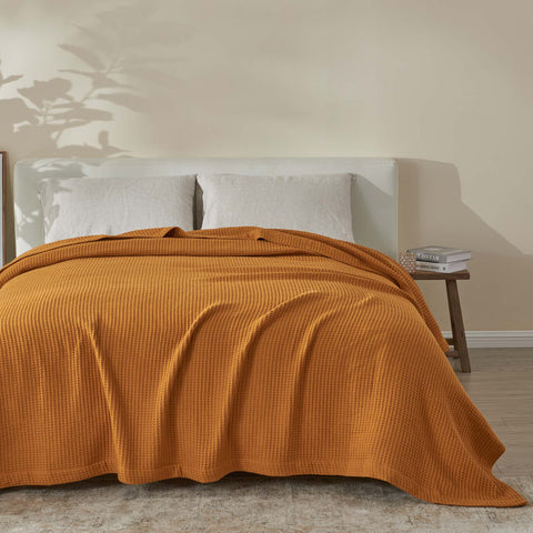 Patina Vie Maison 100% Cotton All-Season Waffle Weave Knit Throw Blanket
