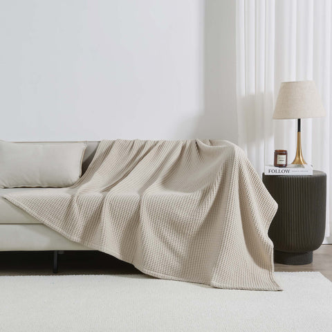 Patina Vie Maison 100% Cotton All-Season Waffle Weave Knit Throw Blanket