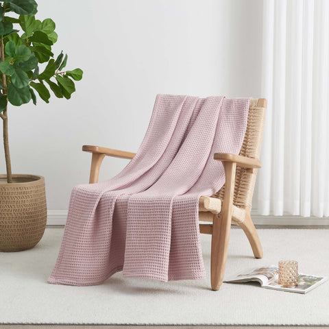 Patina Vie Maison 100% Cotton All-Season Waffle Weave Knit Throw Blanket