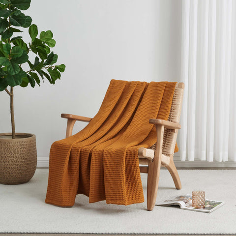 Patina Vie Maison 100% Cotton All-Season Waffle Weave Knit Throw Blanket