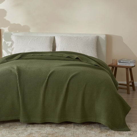 Patina Vie Maison 100% Cotton All-Season Waffle Weave Knit Throw Blanket