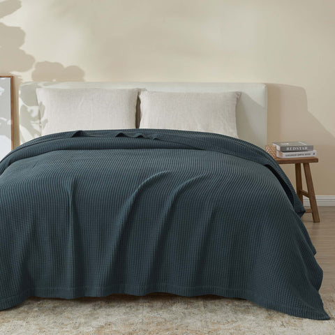 Patina Vie Maison 100% Cotton All-Season Waffle Weave Knit Throw Blanket
