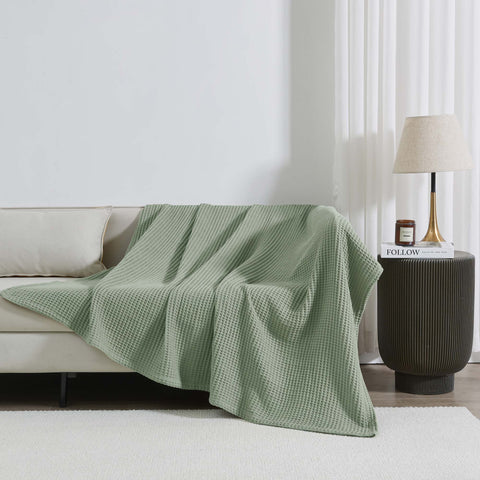 Patina Vie Maison 100% Cotton All-Season Waffle Weave Knit Throw Blanket