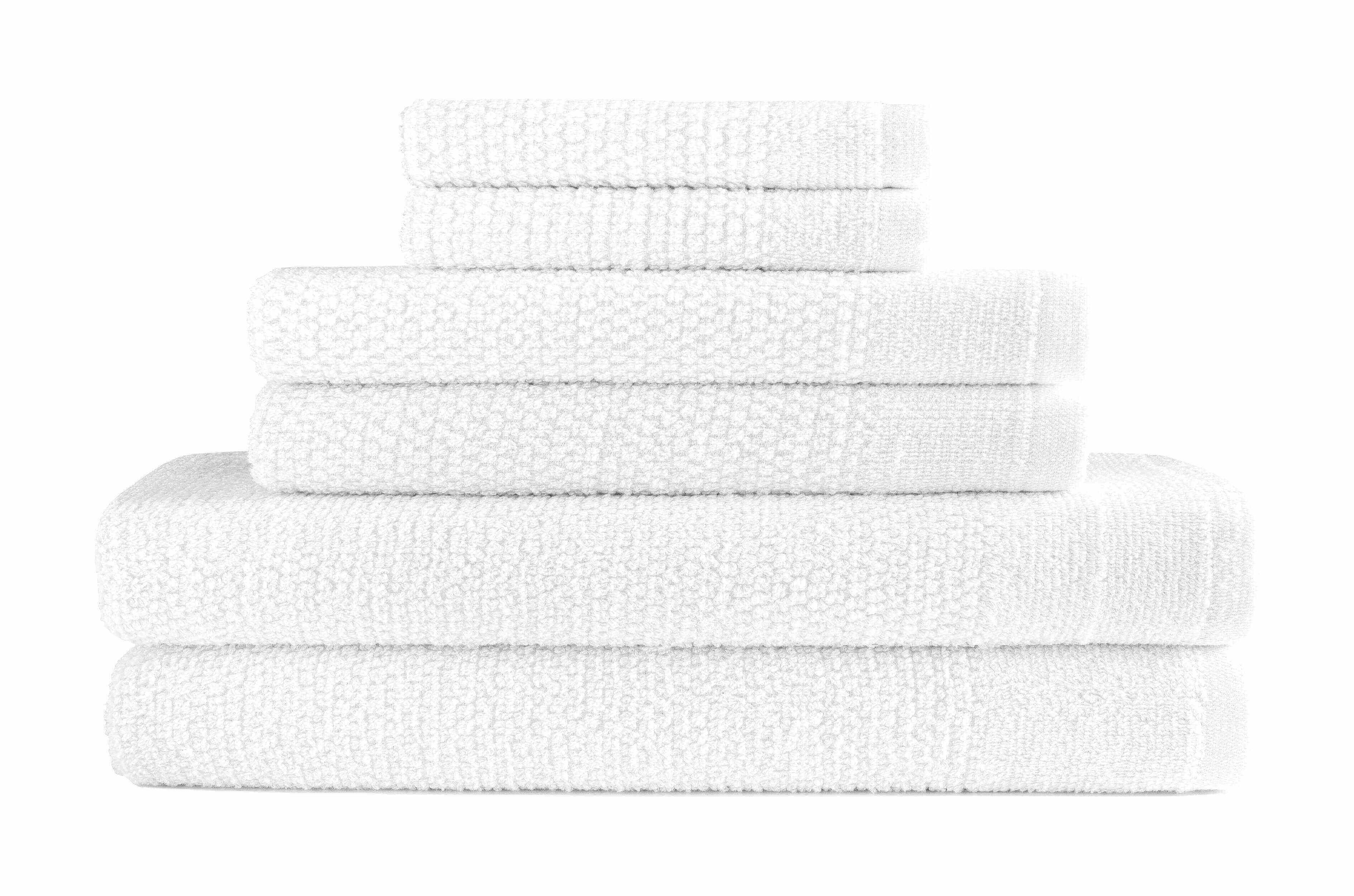 White Colour of Dan River 6 Piece Popcorn Cotton Bath Towel Set